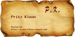 Pritz Kleon névjegykártya